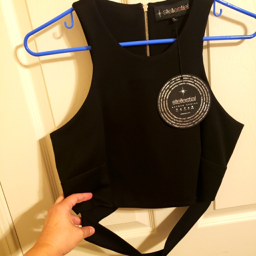 Black crop tank top- black- size 8, 10, and 12 available. NWT!